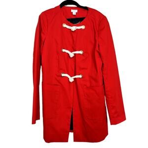 J. Crew Red White Rope Toggle Nautical‎ Light Jacket Coat Size 8